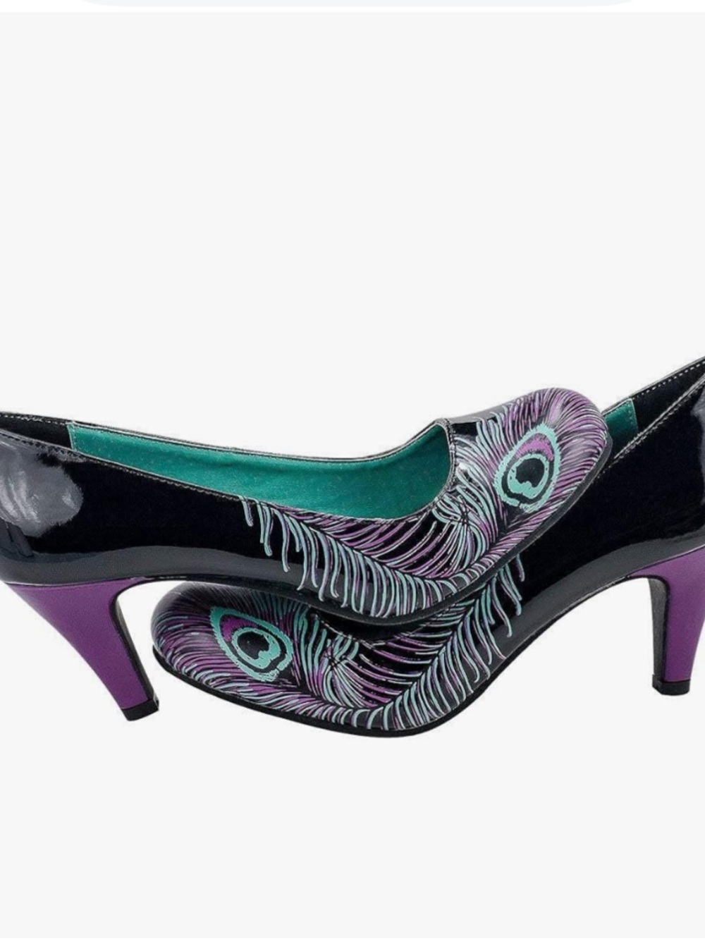 T.U.K. Peacock Heels Black Purple Sz 7 Rockabilly Pinup NIB - Picture 7 of 11